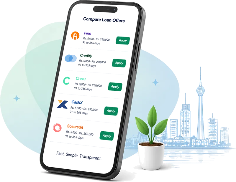 Phone illustration with online loan offers